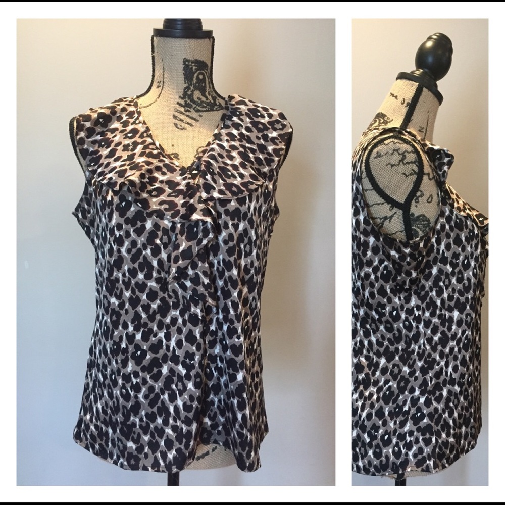 Ann Taylor sz 10p animal print sleeveless blouse